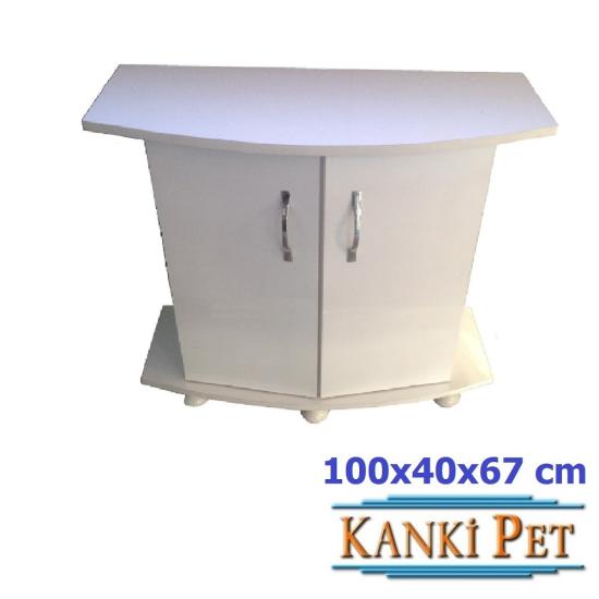 Kanki Pet 100 Cm Bombeli Akvaryum Sehpalı takım Beyaz